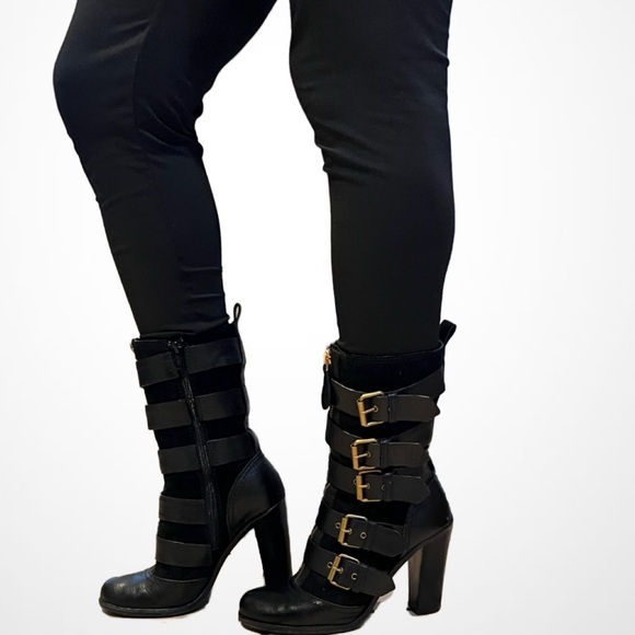 Marc by Marc Jacobs Buckle Leather Suede Moto Punk Rocker Boots Size US 7/37Eur - Picture 2 of 10